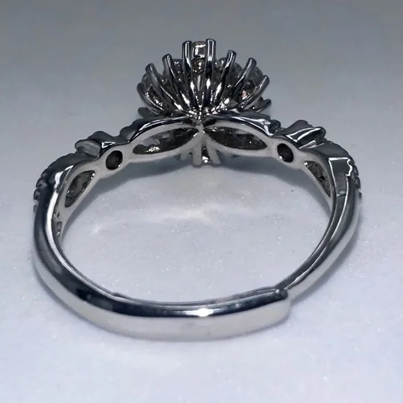 Silver Ring with 2.0 CT Diamond Simulate & Moissanite - Picture 8 of 16